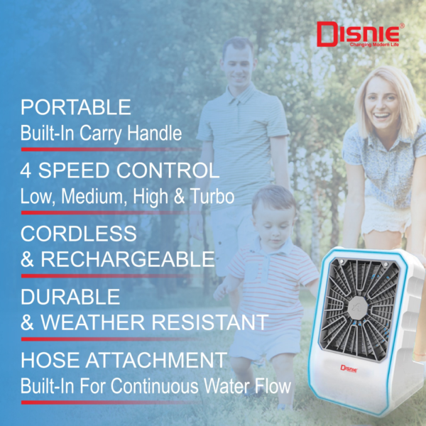 Disnie AC/DC Personal Powerful Portable Rechargeable Electric Hand Held Fan Mini Fan With Water Mist - Image 3