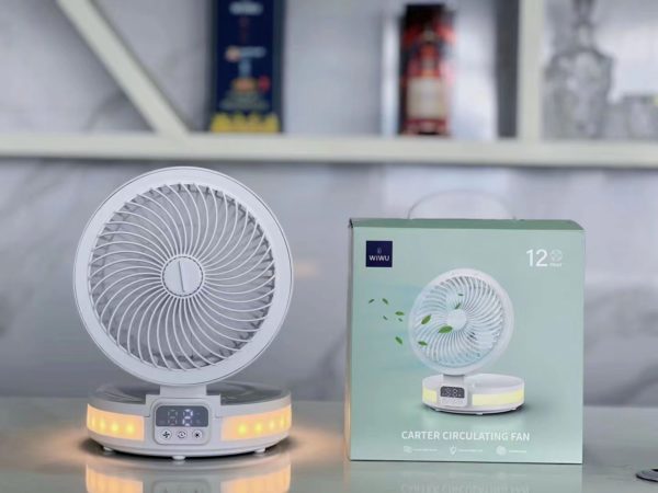 WiWu FS05 Rechargeable fan (4000mAh battery, LED Display Controll Panel)- White Color - Image 2