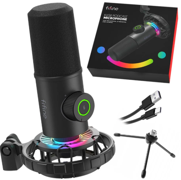 FIFINE K658 USB Dynamic Cardioid Podcast Microphone With A Live Monitoring, Gain Control, Mute Button - Image 3