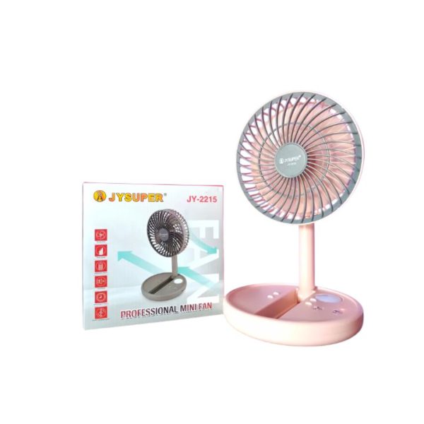 JYSUPER JY-2215 Folding Rechargeable Fan With LED Light – MultiColor - Image 2
