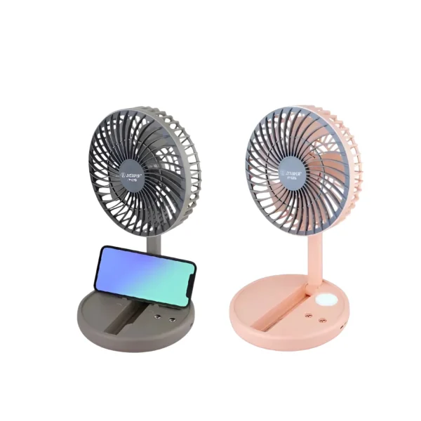 JYSUPER JY-2215 Folding Rechargeable Fan With LED Light – MultiColor