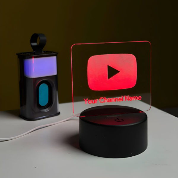 Customizable Youtube Logo Design Acrylic Multicolor Night Lamp - Image 2